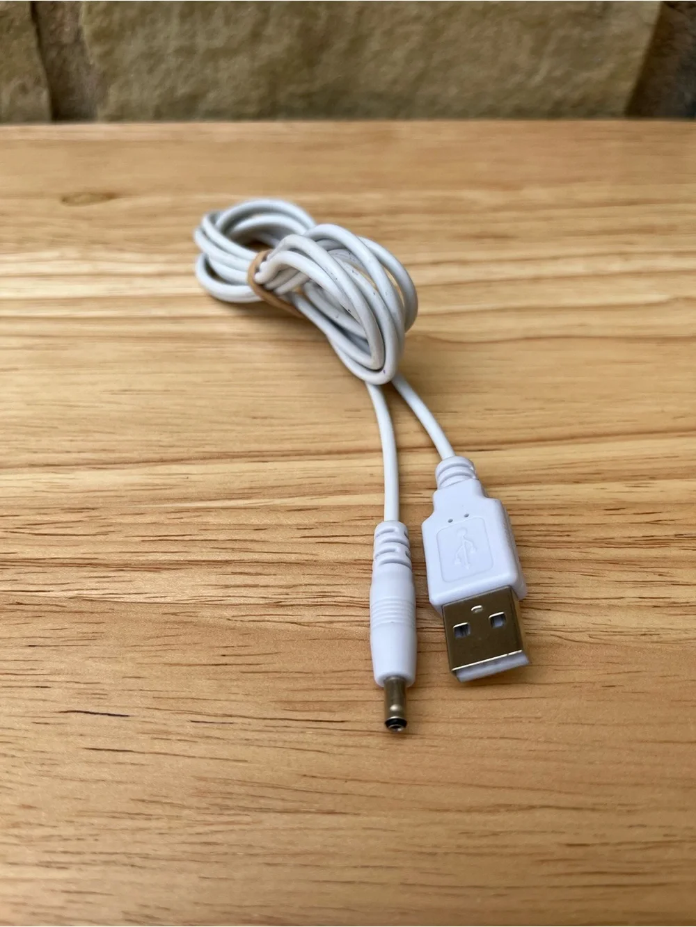 White USB to Barrel Power Cable - Universal Charging Lead